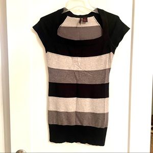Black and grey stripes mini dress